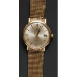A 1960s gentleman's Omega De Ville automatic 9ct gold cased seamaster wristwatch, brushed dial,