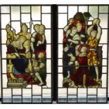 Andrew Stoddart (1876-1941) - a pair of Arts & Crafts stained glass figural panels, David Playing