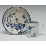 A Liverpool Liver Bird pattern coffee can, painted in underglaze blue with a bird perched on a