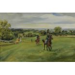 Harry Buxton (Contemporary) Riding Out, Epsom Downs signed and dated 99, titled to verso, oil on