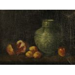 Spanish School (19th century) Still Life, Jug and Fruit on a Ledge oil on canvas, 43cm x 58cm