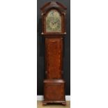 A George III walnut crossbanded oak longcase clock, 32cm arched brass dial inscribed Matthew