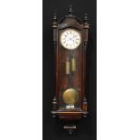 A 19th century Vienna regulator wall clock, 17cm enamel dial inscribed with Roman numerals,