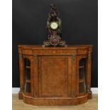 A Victorian gilt metal mounted burr walnut and marquetry credenza, of small proportions, slightly