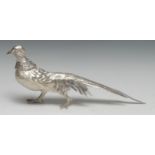 A Continental silver novelty canister, cast as a pheasant, 32cm long, marked 800, 12.75oz