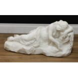 Italian School, 19th century, a Carrara marble, Dreams of a Lover, 36cm high, 75cm long