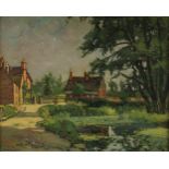 Hurst Balmford (Cornish Artist, 1871-1950) The Village Pond signed, oil on board, 44cm x 54cm