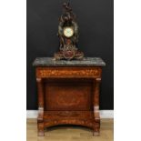 A 19th century Dutch mahogany and marquetry pier table, rectangular grey marble top, the rear