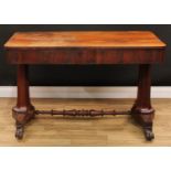 An unusual William IV rosewood metamorphic combination library table writing desk, rounded