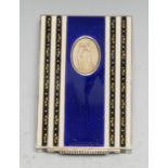 An Austrian silver and enamel box, hinged cover set with an oval plaque in relief with an allusion
