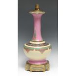 A 19th century French bronze-mounted porcelain baluster table lamp, in the Orientalist taste, 44cm