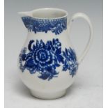 A Liverpool sparrow beak jug, printed with flower, c. 1775-85