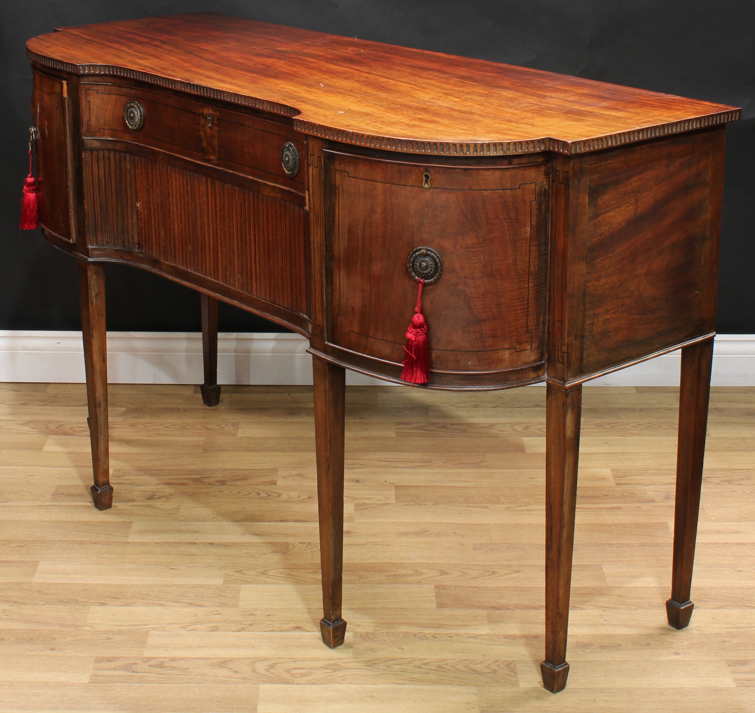 A 19th century mahogany inverted break-centre sideboard, slightly oversailing top with nulled edge - Image 6 of 7