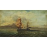 French Marine School (19th century) Ships on a Choppy Sea indistinctly signed, oil on canvas, 28.5cm