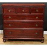 A Victorian mahogany chest, oversailing rectangular top above three short and three long graduated