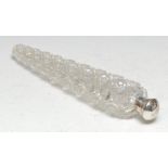 A Victorian silver mounted hobnail-cut tapered scent bottle, screw-fitting cover, 20cm long,