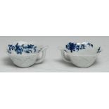 A pair of Worcester geranium moulded butterboat, painted with Butterboat Mansfield pattern, 9cm