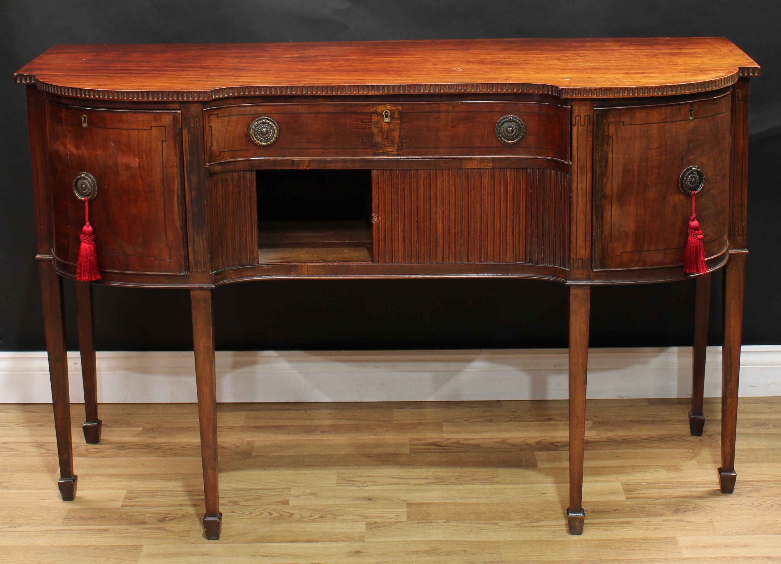 A 19th century mahogany inverted break-centre sideboard, slightly oversailing top with nulled edge - Image 3 of 7