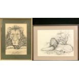 Peter Sturgess (1932-2015) Lions Look, signed, dated 1-2-1994, graphite and scratch work, 41cm x