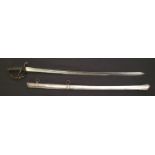 British Crimean War era 1853 Pattern Cavalry Sword with single edged fullered blade 895mm in length.