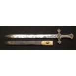 British Army 1856 pattern Drummers Sword with 480mm long double edged blade. Spine of blade