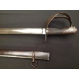 Italian Model 1860 heavy cavalry troopers sword with single edged fullered blade 895mm in length,