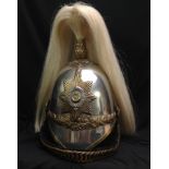 British Victorian 1871 Pattern Royal Berkshire Yeomanry Cavalry Helmet. Silvered skull. White