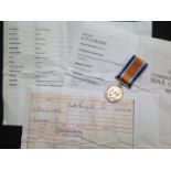 WW1 British War Medal to 267020 Pte GF Collins, 1/8th Notts & Derbyshire Regt. Complete with