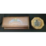 WW2 RAF presentation octagonal ashtray made of stone with an inset lead RAF crest, metal plaque