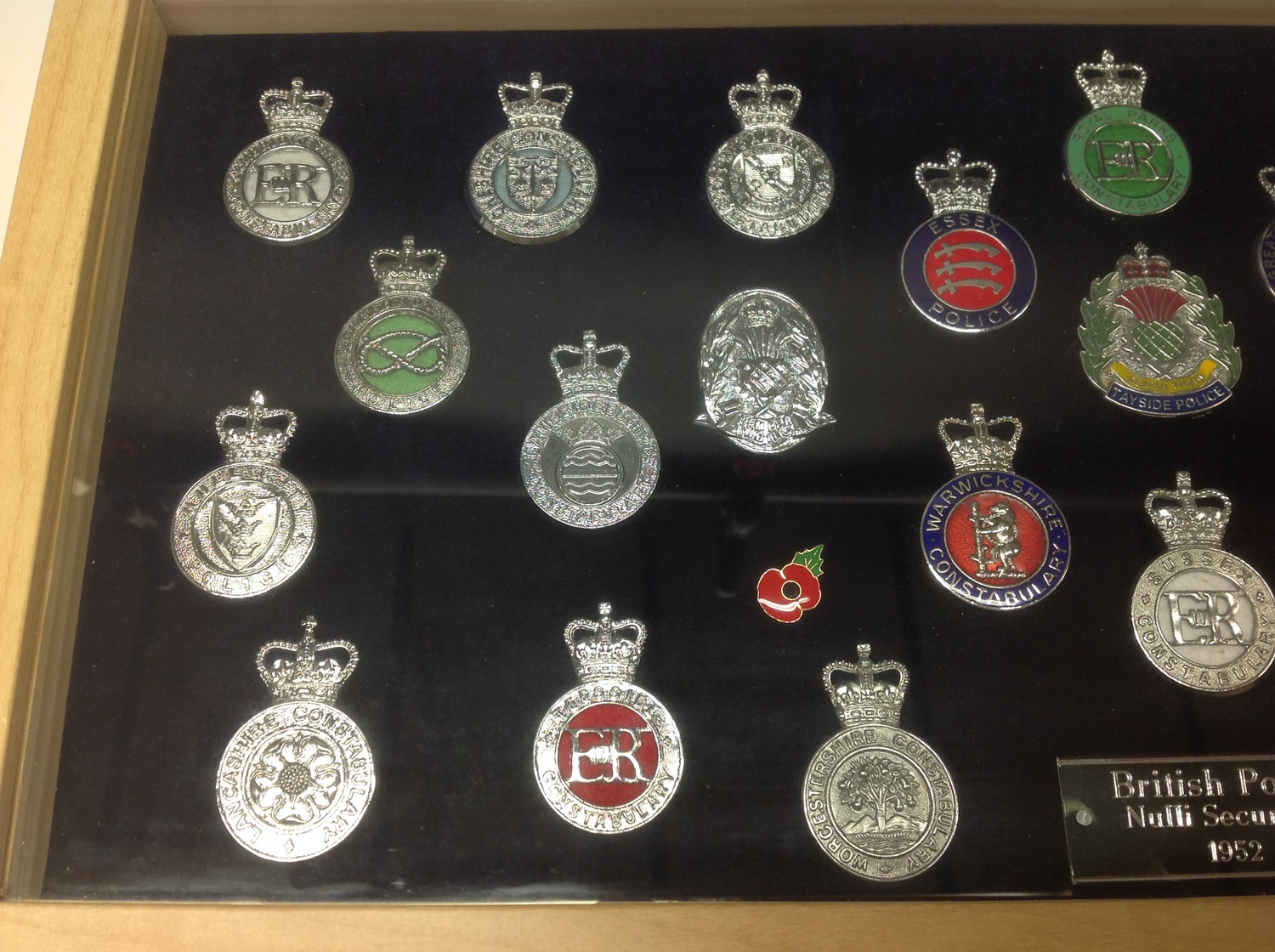 A collection of framed British Police cap badges entitled "British Police 1952" along with Motto " - Image 3 of 4