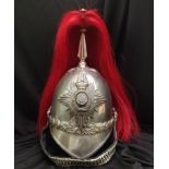 British Victorian 1871 Pattern Hampshire Carabiniers Cavalry Helmet. Silvered skull with some period