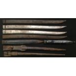 A collection of Eight Bayonet scabbards only: to include French 1866 pattern Chassepot, French Gras,