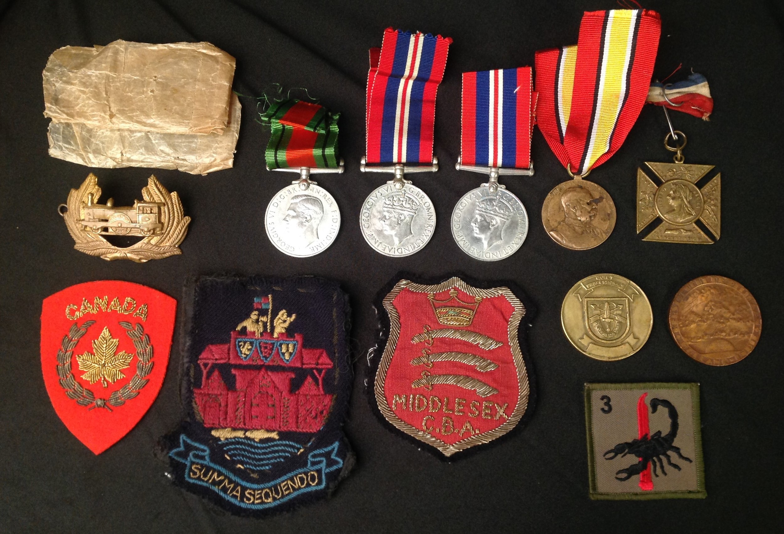 WW2 British War Medals x 2 with packets and a Defence Medal along with a selection of mixed