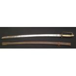 WW2 Nationalist Chinese Army Officers Sword with fullered single edged blade 750mm in length. Etched