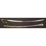 US Civil War 1864 Pattern Cavalry Sabre with curved fullered single edged blade 885mm in length.