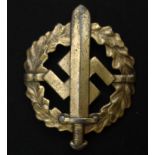 WW2 Third Reich Bronzes SA-Sportabzeichen - SA Sports Badge in Bronze. Issue number 958135. Maker