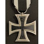 WW1 Imperial German Iron Cross 2nd class 1914. Marked on ring "B". Complete with ribbon. 44mm