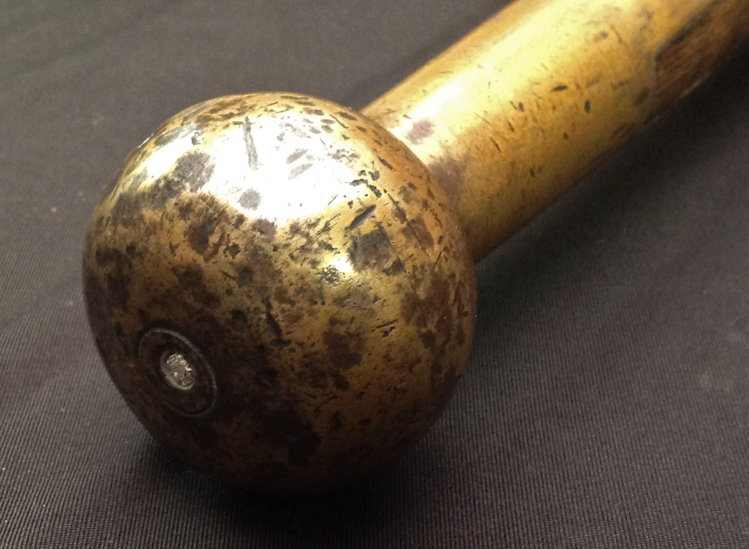 Victorian Police Tipstaff Truncheon. Heavy lead weighted brass ball finial. Brass cap to opposite - Image 7 of 7