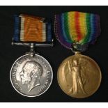 WW1 British War Medal and Victory Medal to G-13355 Pte F Morris, The Queens Regt. Complete with