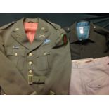 WW2 US Army Officers Uniform comprising of Officers Chocolate tunic with insignia for a 2nd Lt 1st