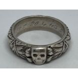 WW2 Third Reich SS Ehrenring Totenkopf Honour Ring. Inscription engraved to the band "Slb Beister