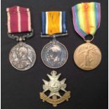 WW1 British Medal Group to 14812 Sjt ACSMjr S Hodkinson, 4/Notts & Derbyshire Regt comprising of