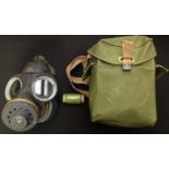 WW2 pattern British Lightweight Respirator, mask dated 2-1952, straps dated 3/1965 and complete with