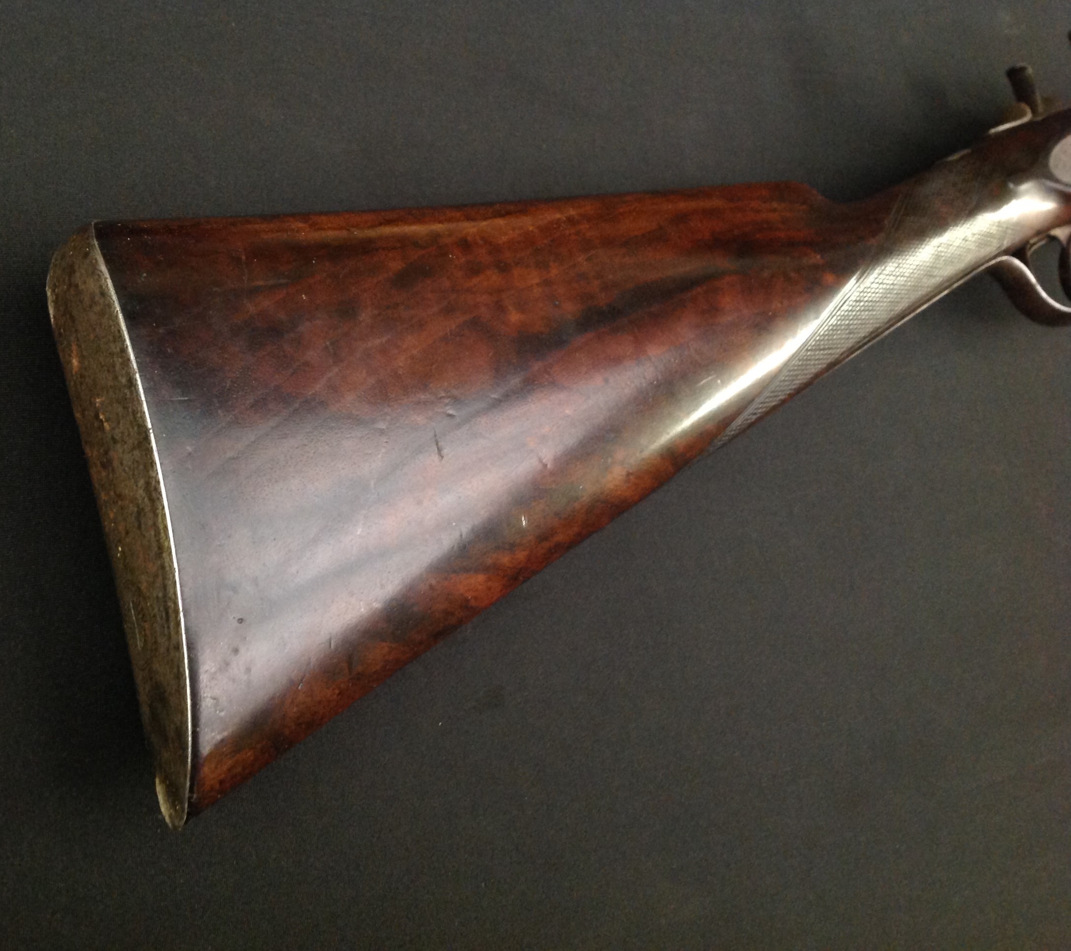 Pin Fire Double Barrel Shotgun with 750mm long browned Damascus barrels. Double trigger. Marked on - Image 3 of 16