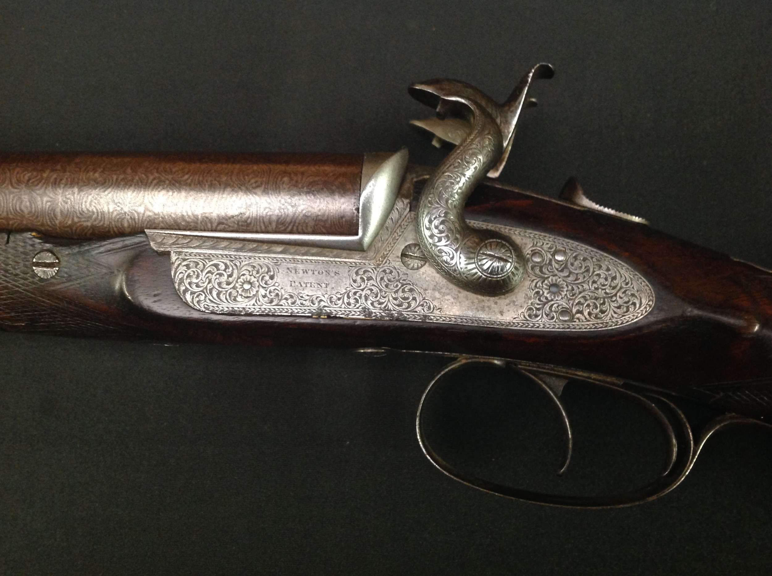 Pin Fire Double Barrel Shotgun with 750mm long browned Damascus barrels. Double trigger. Marked on - Image 10 of 16
