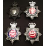 Kings Crown Essex Constabulary Night Helmet Plate along with three ERII Essex Police Enamlled Helmet