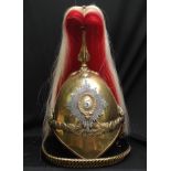 British Victorian 1871 Pattern Cavalry Helmet. Brass skull with 5th Princess Charlotte of Wales