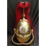British Victorian 1871 Pattern Cavalry Helmet. Brass skull with 3rd Dragoon Guards regimental helmet
