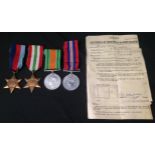 WW2 British Royal Engineers Medal Group consisting of 1939-45 Star, Defence Medal and War Medal