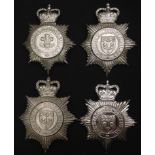 Queens Crown Cheshire Constabulary Helmet plates, one with Fleurs Des Lys. (4)